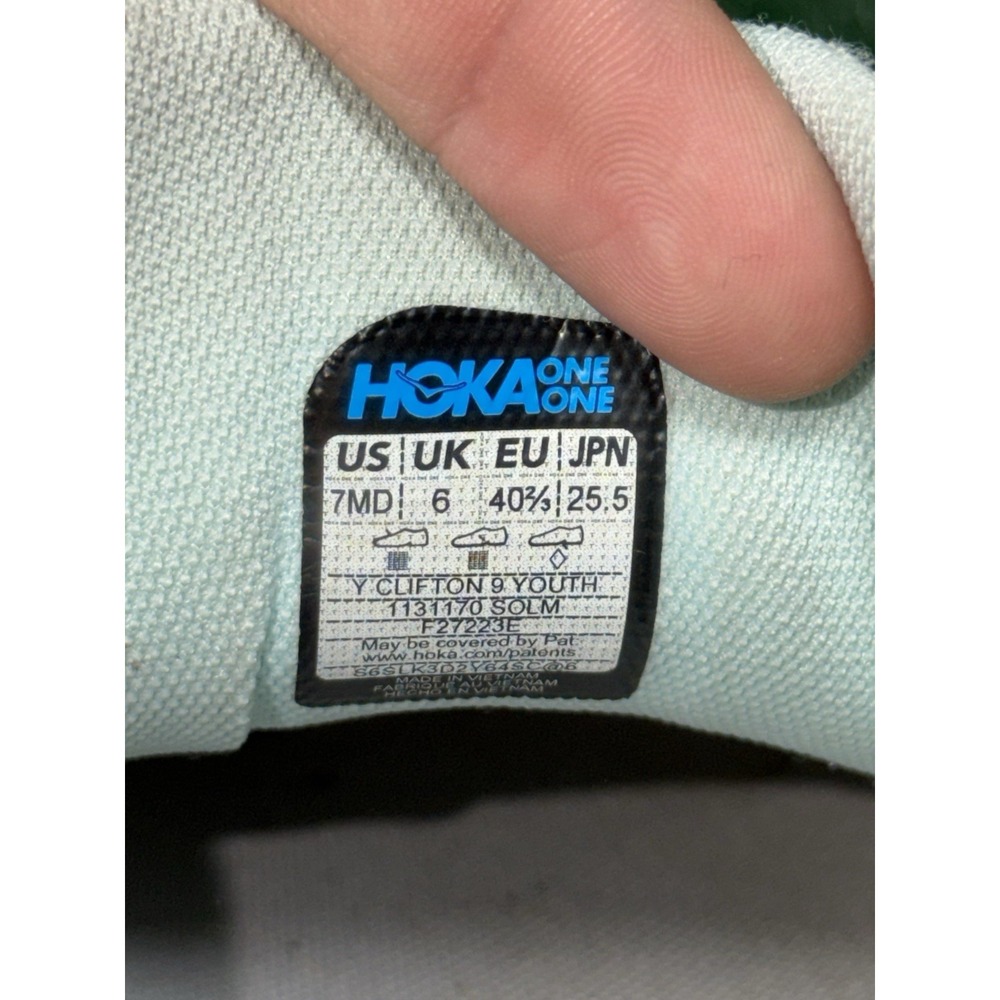 Hoka One One Clifton 9 Youth Size 7 M Grey Purple Running Shoes Athletic Sneaker - Picture 9 of 9